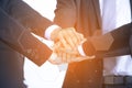 Concept Successful Business Group of hands Cooperate in offeice Royalty Free Stock Photo