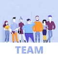 Concept of successful business team standing together. Vector cartoon illustration. Royalty Free Stock Photo