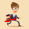 Concept of successful businessman in a finishing line. Royalty Free Stock Photo