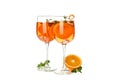 Concept of summer cocktail, Aperol Spritz isolated on white background Royalty Free Stock Photo