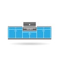 Summer kitchen with grill Vector Illustration