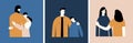 The concept of supporting close relatives, friends in difficult times. Relatives provide first aid for depression to loved ones.