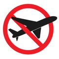 No Airplane sign. Plane symbol. Travel icon