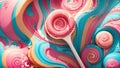 Sweet Indulgence Vibrant Peach Lollipop Swirling with Sugary Goodness.AI Generated