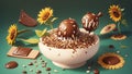 Sweet Sunshine Celebrating World Chocolate Day with Chocolate Covered Sunflower Seeds.AI Generated