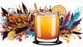 Swizzle Sensation Celebrating National Whiskey Sour Day with a Colorful Cocktail Stirrer.AI Generated