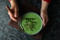 Concept of tasty eating with pea soup