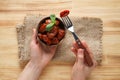 Concept of tasty food - delicious dried tomato Royalty Free Stock Photo