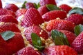 Tasty food with strawberry tart, close-up view Royalty Free Stock Photo