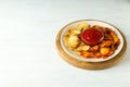 Concept of tasty food - sweet potato fries Royalty Free Stock Photo