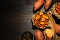 Concept of tasty food - sweet potato fries Royalty Free Stock Photo