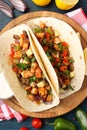 Concept of tasty food with taco close up