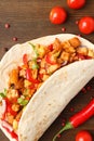 Concept of tasty food with taco close up