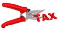 Pruner cuts the word TAX Royalty Free Stock Photo