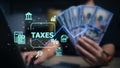 Concept of taxes paid by individuals and corporations such as VAT, income tax Royalty Free Stock Photo