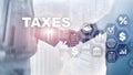 Concept of taxes paid by individuals and corporations such as vat, income and wealth tax. Tax payment. State taxes