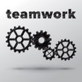 Concept of teamwork with mechanical gears