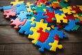 Concept of teamwork and strategy with a blue jigsaw puzzle and a missing piece Royalty Free Stock Photo