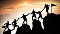 Concept of teamwork with team climbing mountain top Royalty Free Stock Photo