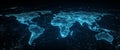 The concept of technology in cyberspace is symbolized by a digital world map with an abstract design on a blue backdrop Royalty Free Stock Photo
