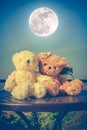 Concept teddy bears couple with love and relationship for valentine day. Royalty Free Stock Photo
