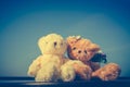 Concept teddy bears couple with love and relationship for valentine day. Royalty Free Stock Photo