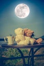 Concept teddy bears couple with love and relationship for valentine day. Royalty Free Stock Photo