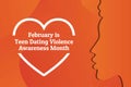 Concept of Teen Dating Violence Awareness Month, February. Silhouette of young african american girl. Template for