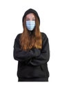 Concept of a teenages wearing a mask for COVID-19 Royalty Free Stock Photo