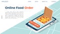 The concept of ordering food. Landing page on the topic of ordering food at home