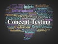 Concept Testing Word Cloud. Core Terms for Early Stage Market Validation Royalty Free Stock Photo