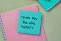 Concept of Thank You For You Support write on sticky notes isolated on Wooden Table Royalty Free Stock Photo