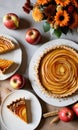 Thanksgiving Apple Tart, Pumpkin Cheesecake, And A Bouquet Of Dried Whea. Generative AI