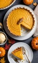 Thanksgiving Corn And Turkey Quiche Adjacent To A Dish Of Pumpkin And Honey Ice Crea. Generative AI Royalty Free Stock Photo