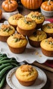 Thanksgiving Cornbread Muffins With A Side Of Green Bean Casserol. Generative AI Royalty Free Stock Photo