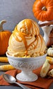 Thanksgiving Pumpkin And Corn Ice Cream Swir. Generative AI