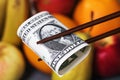 Concept on the theme of the economic confrontation between America and China. Food embargo