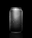 Concept of thirst and quenching thirst. metal can with cola or beer. Drops of condensation on the surface Royalty Free Stock Photo