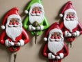 Three Santa Clauss With Key Chains. Generative AI