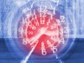Concept of time passing on a analog clock with blurred zoom effect