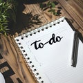 Concept of a to-do list: On a desk adorned with plants, a to-do list paper Royalty Free Stock Photo
