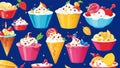 Toppings Galore A Playful Illustration Celebrating National Banana Split Day.AI Generated Royalty Free Stock Photo