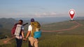 Concept of tourists couple with GPS Icons