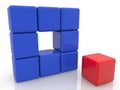 Concept of toy cubes in blue and red colors Royalty Free Stock Photo