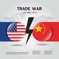Concept of trade war between USA and China Flag Vector. Royalty Free Stock Photo
