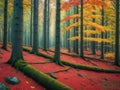 Tranquil Autumn Exploring the Colorful Serenity of the Forest.AI Generated