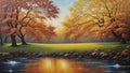 Tranquil Reflections An Enchanting Oil Painting of a Majestic Peace Tree.AI Generated