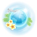 Concept travel illustration with airplane, globe,