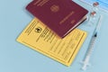 Concept for travel restrictions for people without corona virus vaccination with international certificate of vaccination