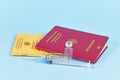 Concept for travel restrictions for people without corona virus vaccination with international certificate of vaccination